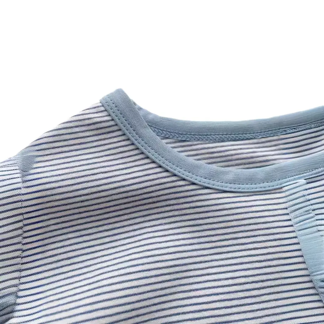 2026 Summer Baby Striped Cotton T-Shirt Blue - Image 6