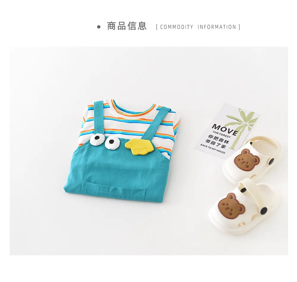 Baby Rainbow Stripes Half-Sleeve Jumpsuit for Newborns — feature 32