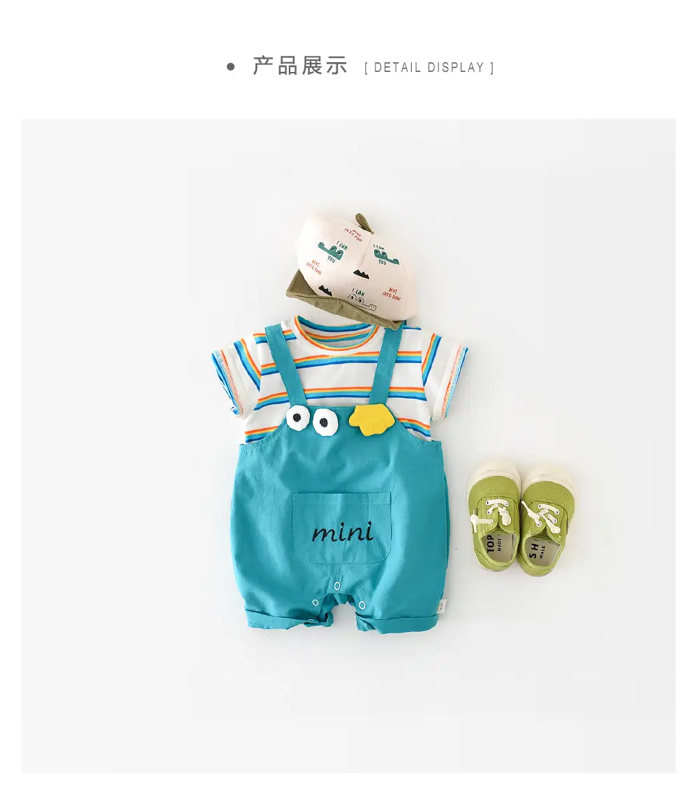 Baby Rainbow Stripes Half-Sleeve Jumpsuit for Newborns — feature 33