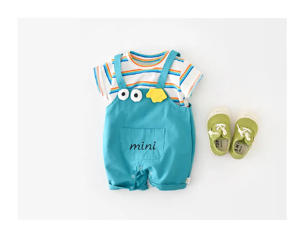 Baby Rainbow Stripes Half-Sleeve Jumpsuit for Newborns — feature 35