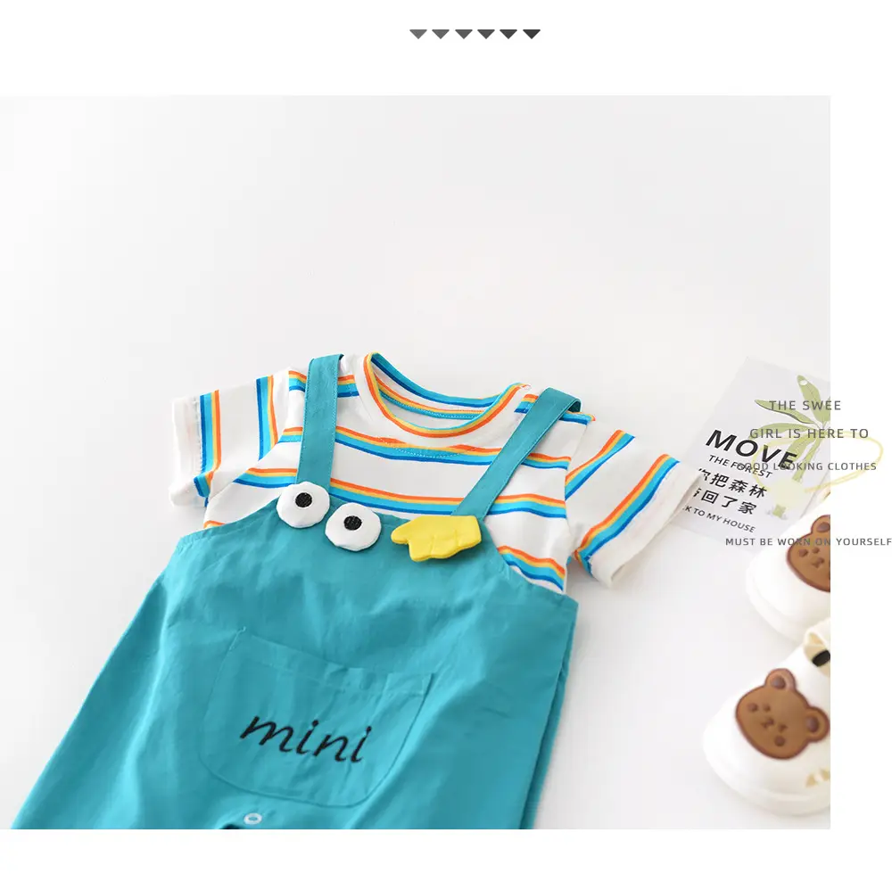 Baby Rainbow Stripes Half-Sleeve Jumpsuit for Newborns — feature 38