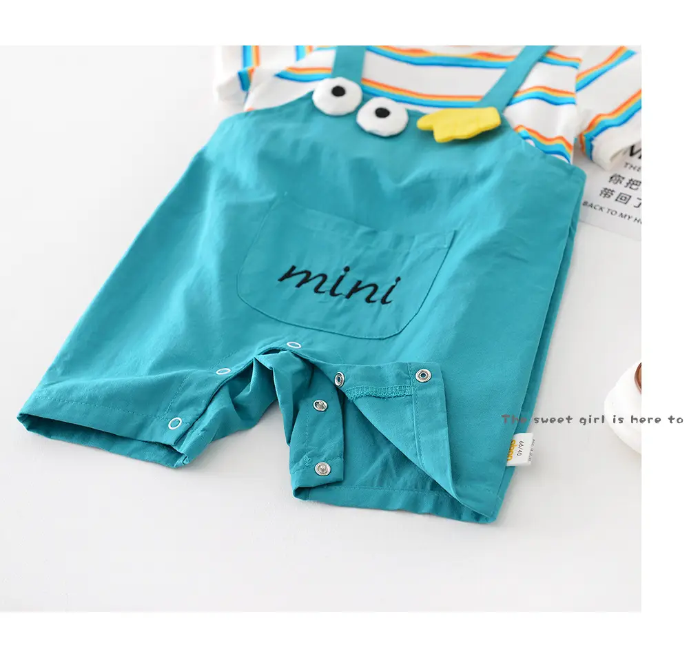Baby Rainbow Stripes Half-Sleeve Jumpsuit for Newborns — feature 42