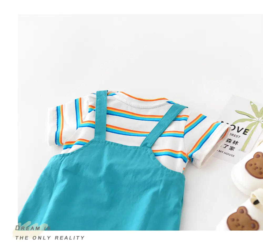 Baby Rainbow Stripes Half-Sleeve Jumpsuit for Newborns — feature 43