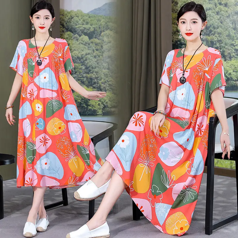 Women Cotton Silk Mid-Length Dress Purple - Image 33