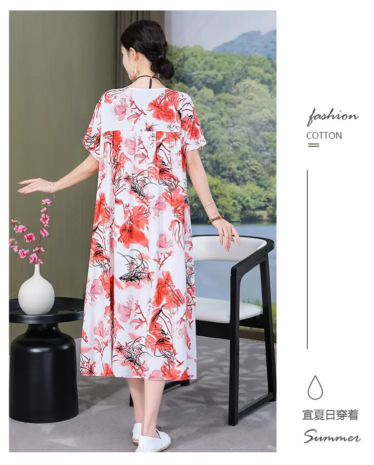 Women Cotton Silk Mid-Length Dress Purple — feature 15