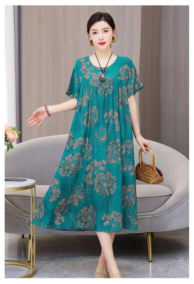 Women Cotton Silk Mid-Length Dress Purple — feature 24