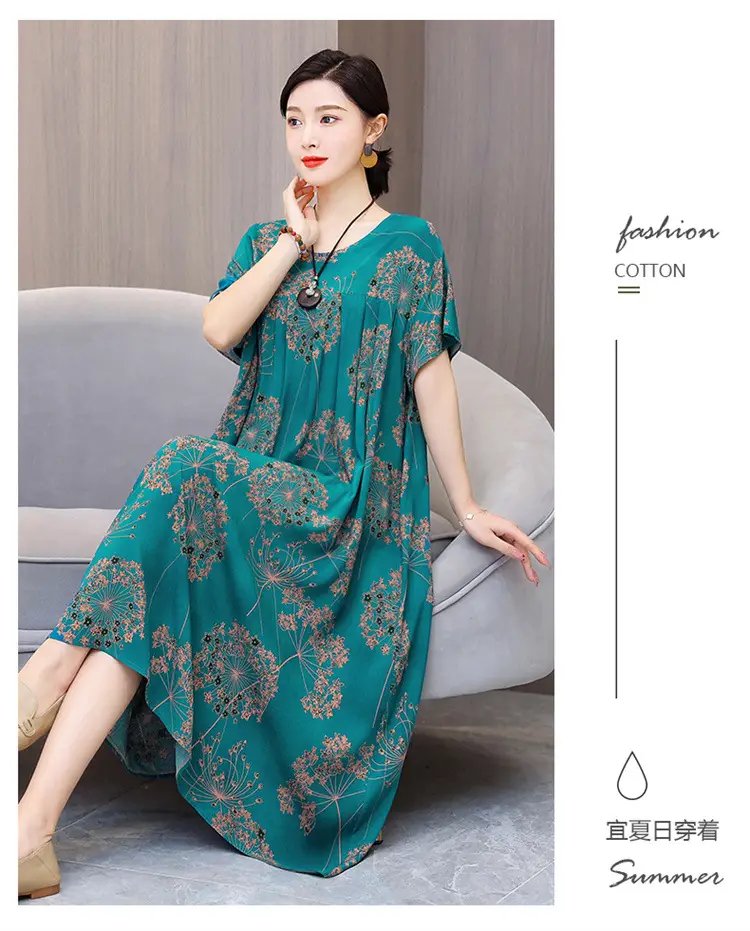 Women Cotton Silk Mid-Length Dress Purple — feature 25