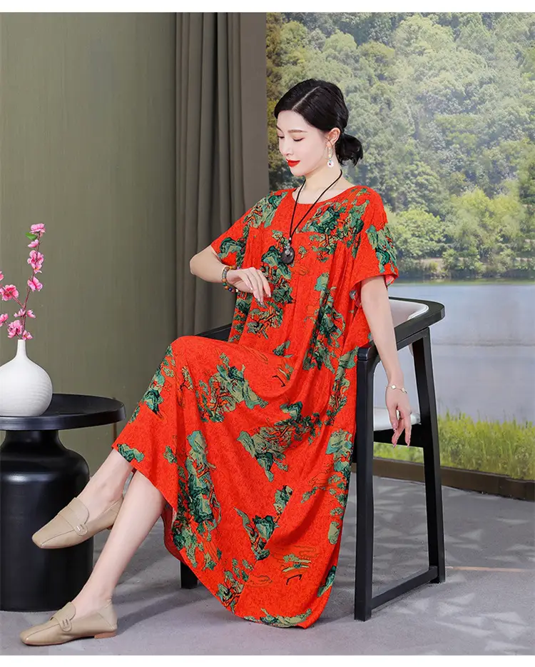 Women Cotton Silk Mid-Length Dress Purple — feature 29