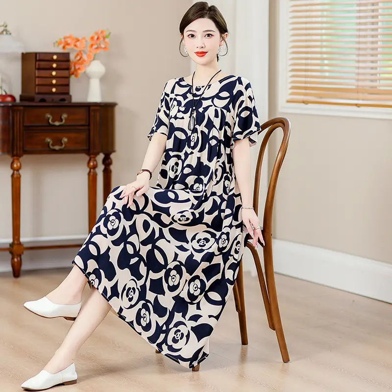 Women Cotton Silk Mid-Length Dress Purple - Image 21