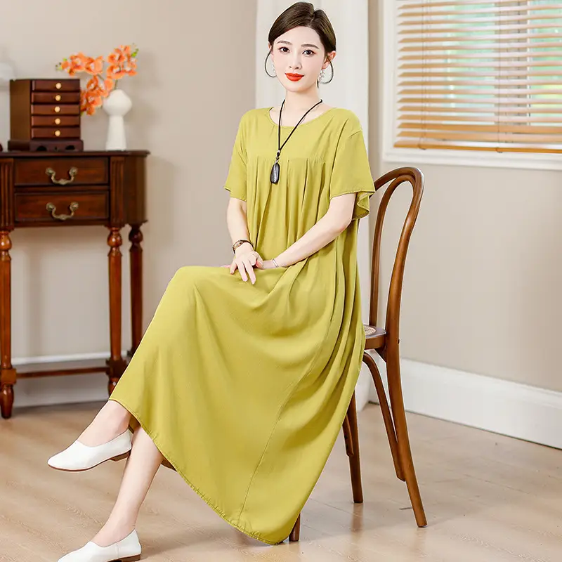 Women Cotton Silk Mid-Length Dress Purple - Image 26