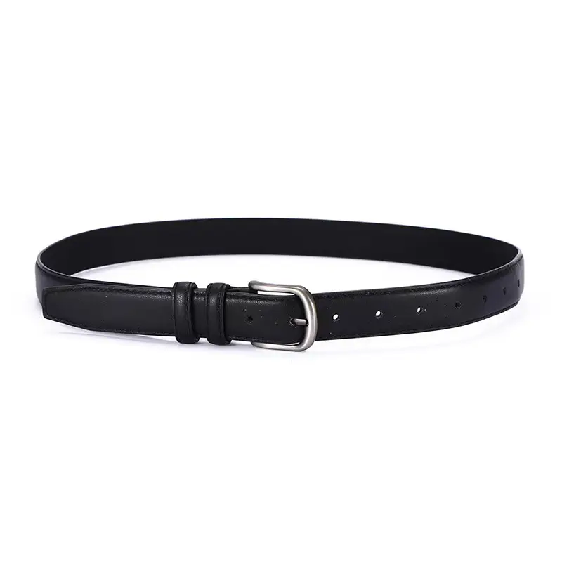 Women's Tanned Leather Belt Retro Style Black - Image 8