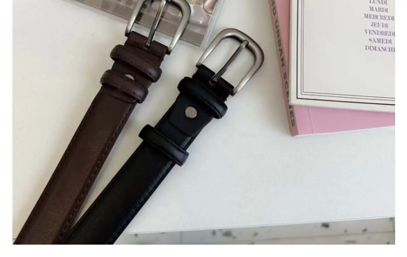 Women's Tanned Leather Belt Retro Style Black — feature 17