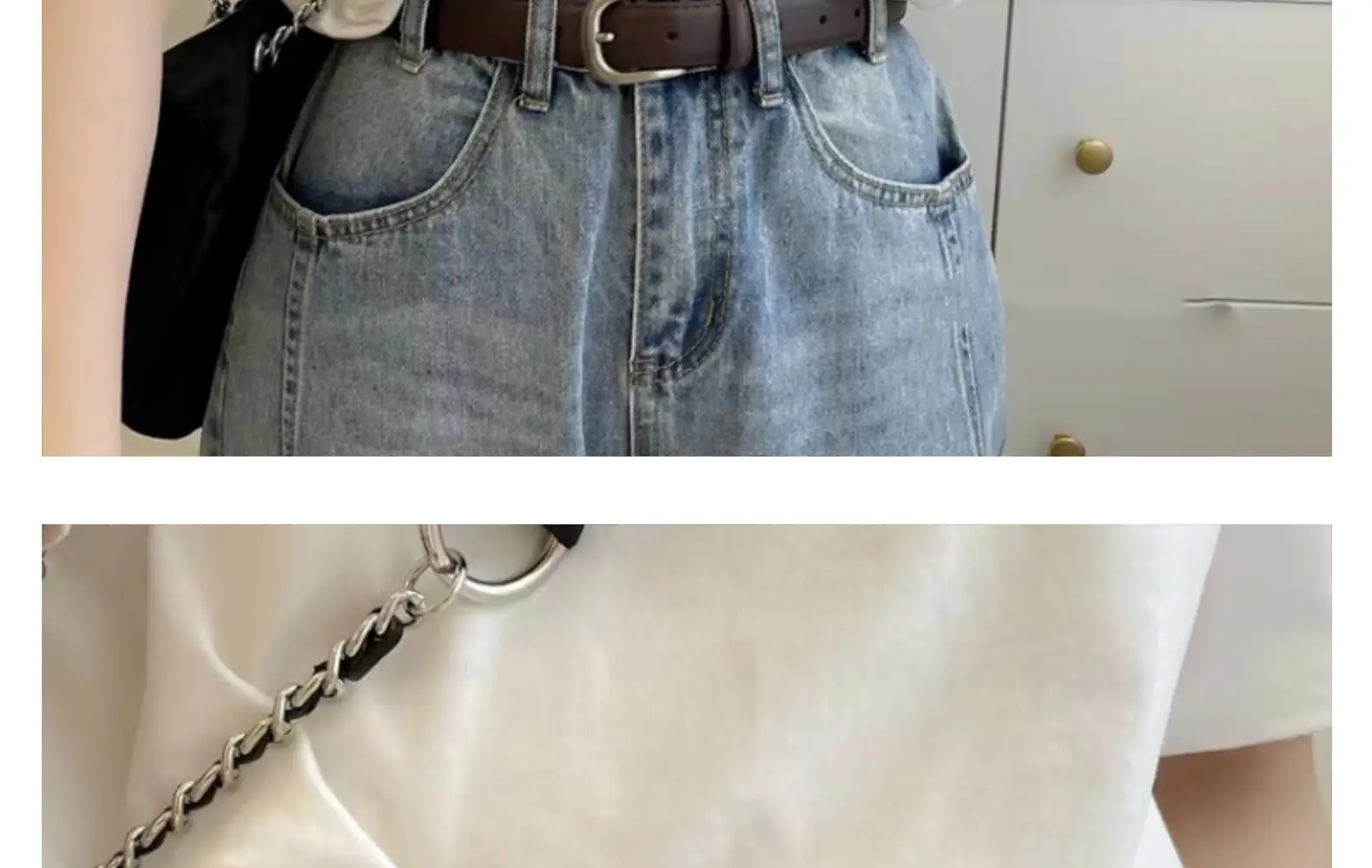 Women's Tanned Leather Belt Retro Style Black — feature 19