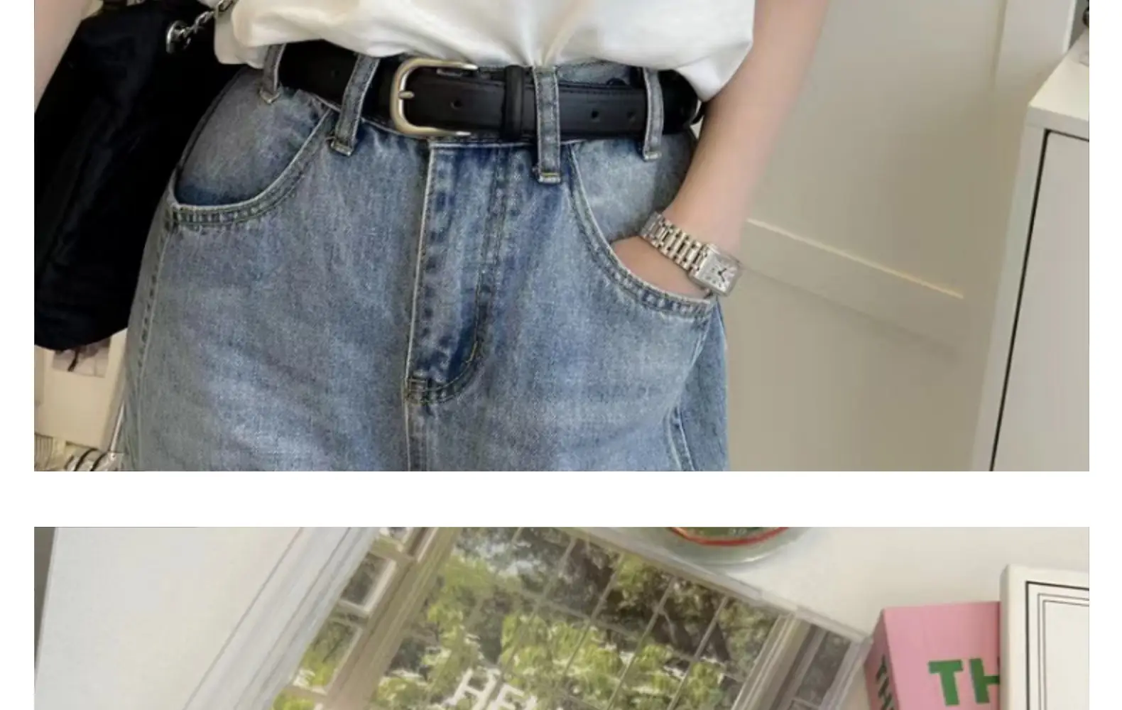 Women's Tanned Leather Belt Retro Style Black — feature 22