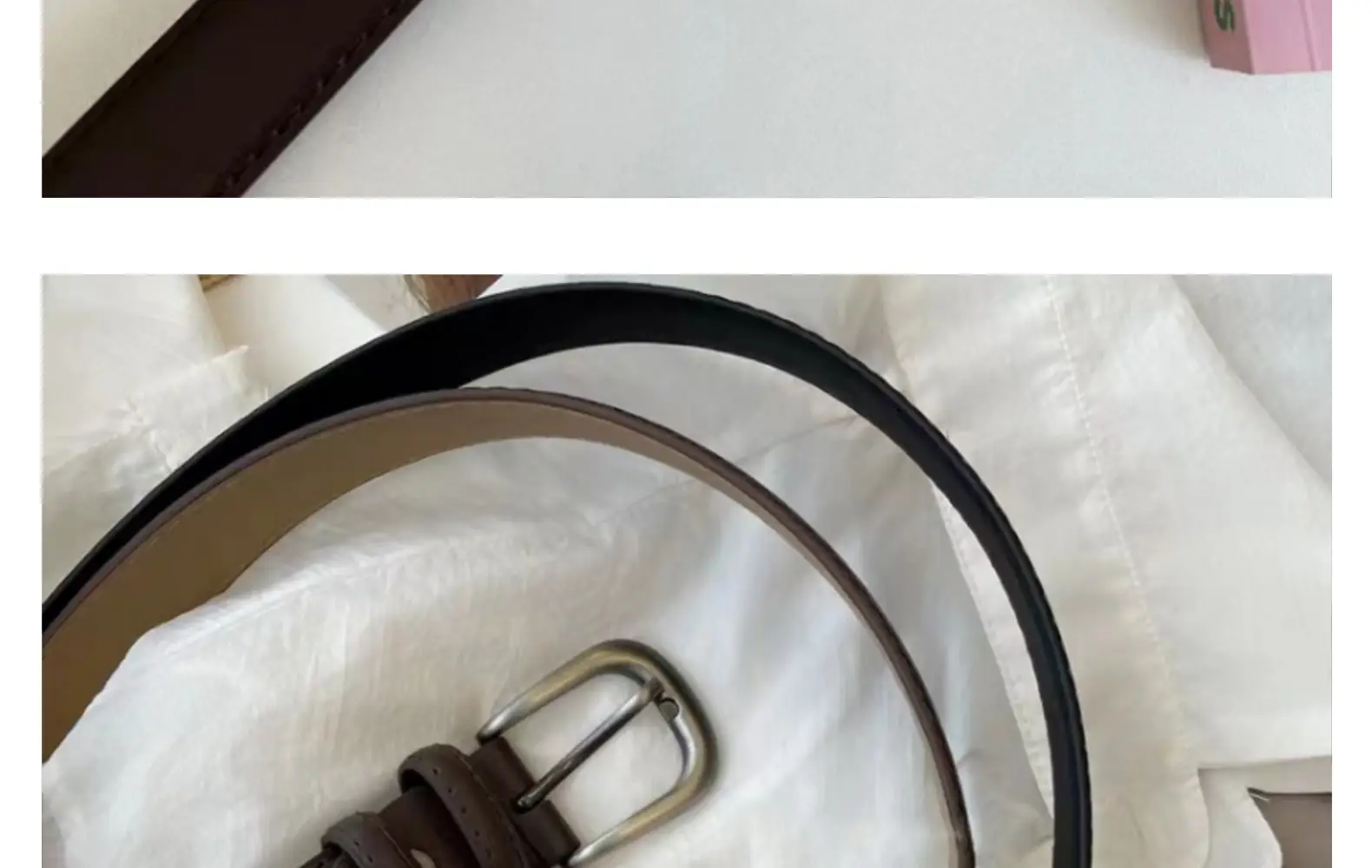 Women's Tanned Leather Belt Retro Style Black — feature 24