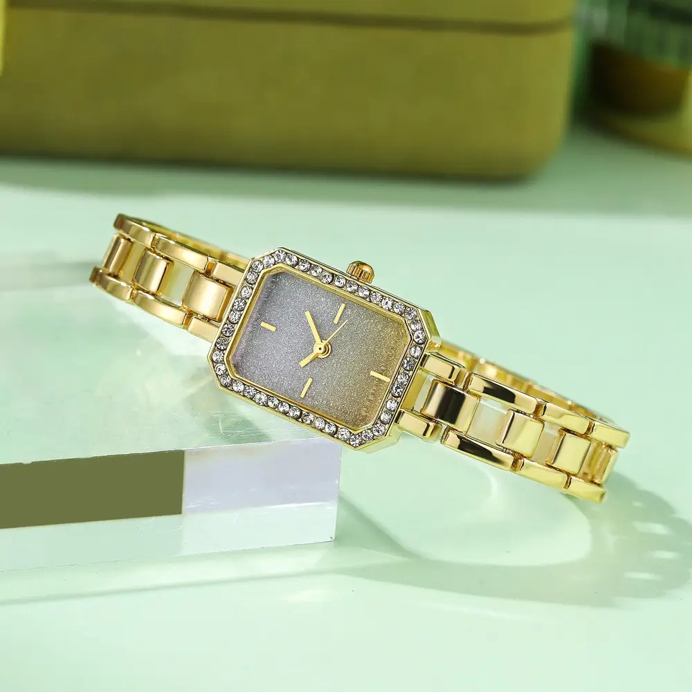 Women's Gold Plated Quartz Watch with Diamond Dial - Image 5