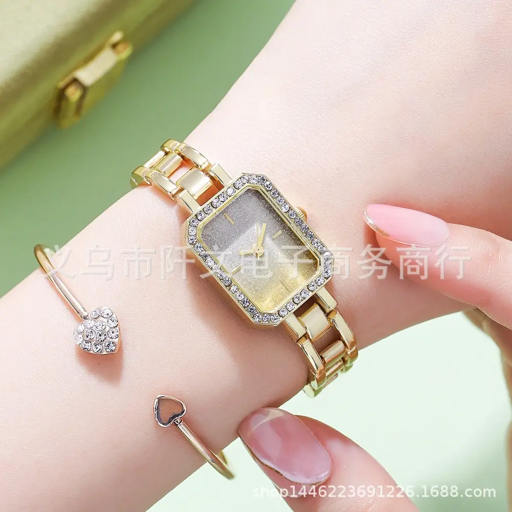 Women's Gold Plated Quartz Watch with Diamond Dial - Image 2