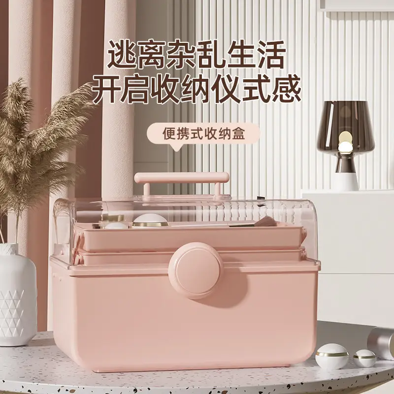 Rose Gold Cosmetic Storage Box with Brush & Lipstick Storage - Image 9