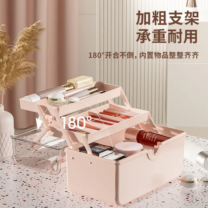 Rose Gold Cosmetic Storage Box with Brush & Lipstick Storage - Image 10