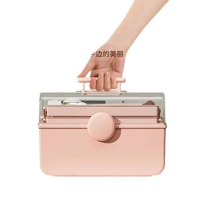 Rose Gold Cosmetic Storage Box with Brush & Lipstick Storage - Image 11