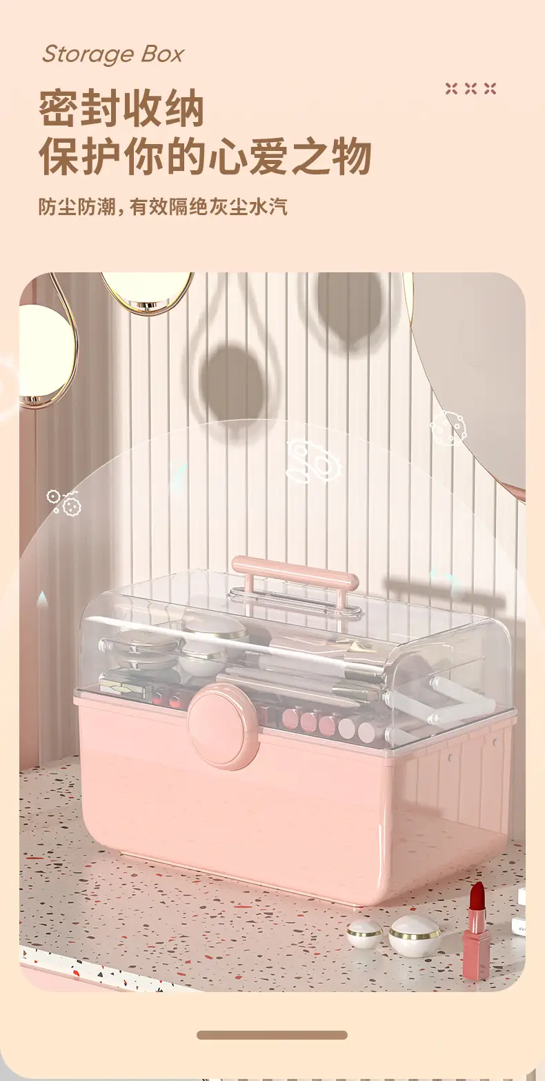 Rose Gold Cosmetic Storage Box with Brush & Lipstick Storage β feature 8