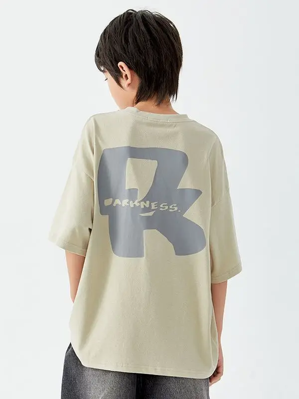 DK Kids Pure Cotton T-Shirt Beige Back Print - Image 5