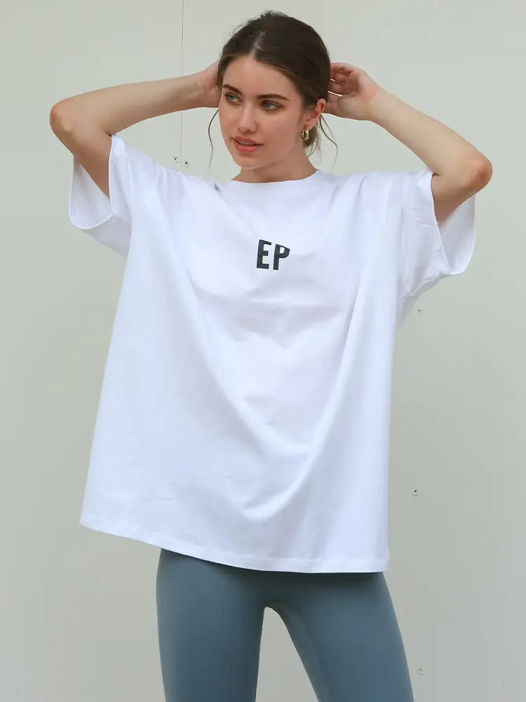 White Loose Fit T-Shirt for Women & Boys Casual Yoga Wear - Image 9