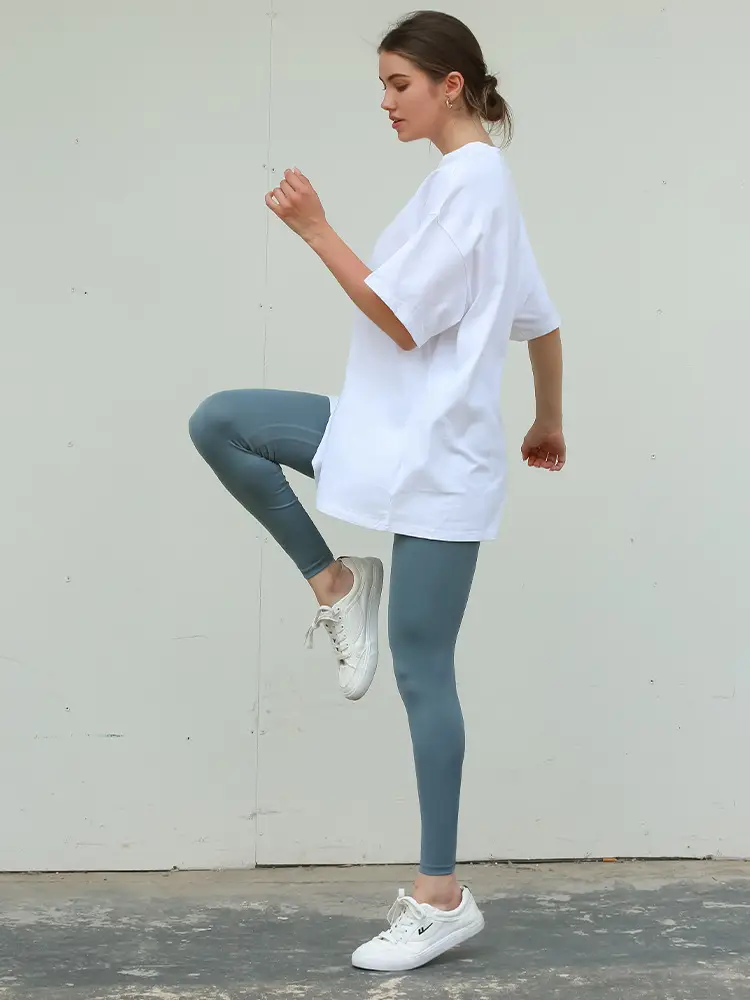 White Loose Fit T-Shirt for Women & Boys Casual Yoga Wear - Image 11