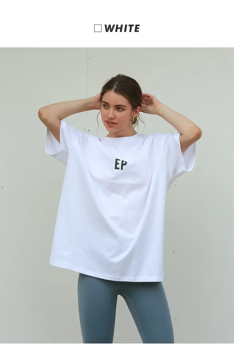 White Loose Fit T-Shirt for Women & Boys Casual Yoga Wear — feature 15