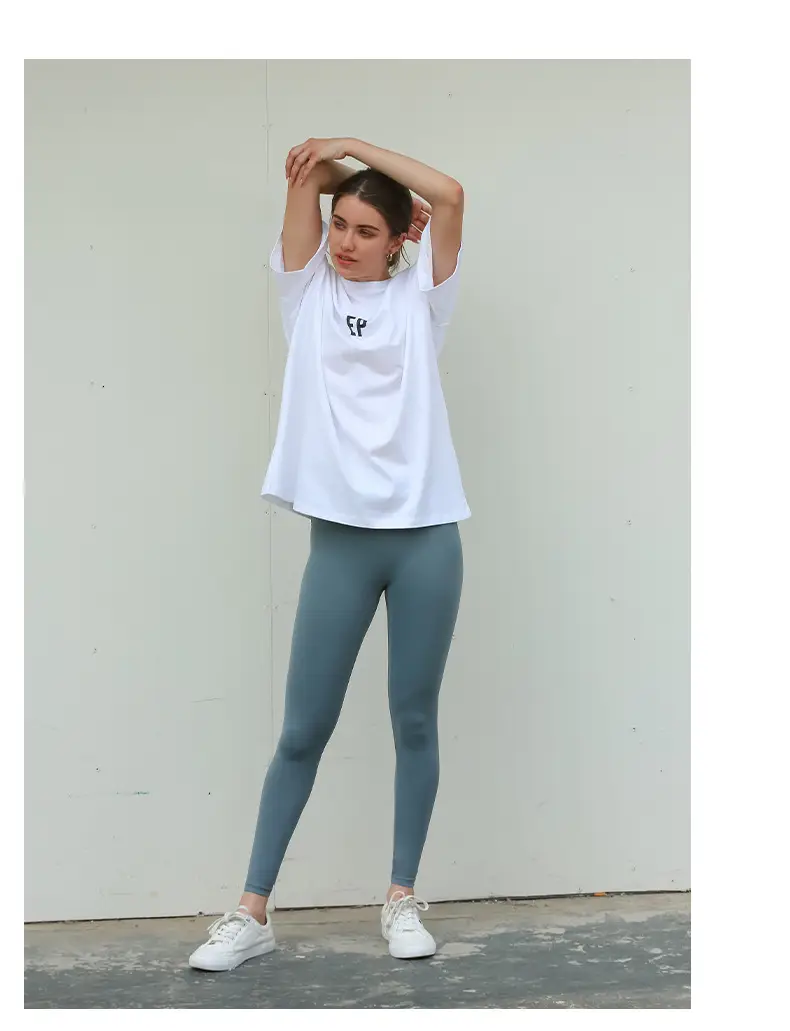 White Loose Fit T-Shirt for Women & Boys Casual Yoga Wear — feature 18