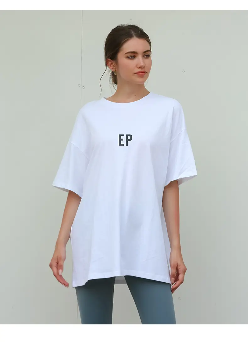 White Loose Fit T-Shirt for Women & Boys Casual Yoga Wear — feature 19