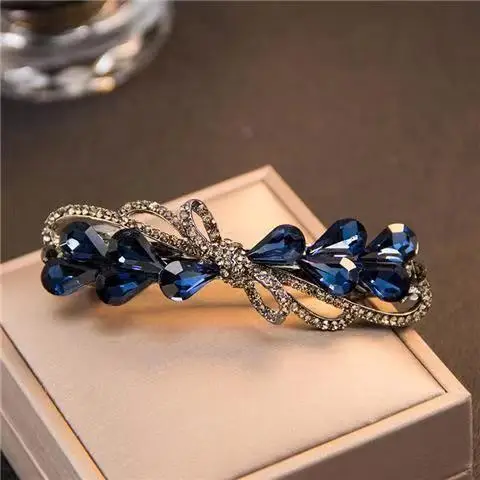 Korean Style Crystal Rhinestone Hairpin Bow Tie - Image 6