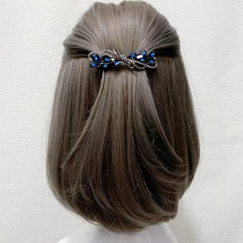 Korean Style Crystal Rhinestone Hairpin Bow Tie - Image 7