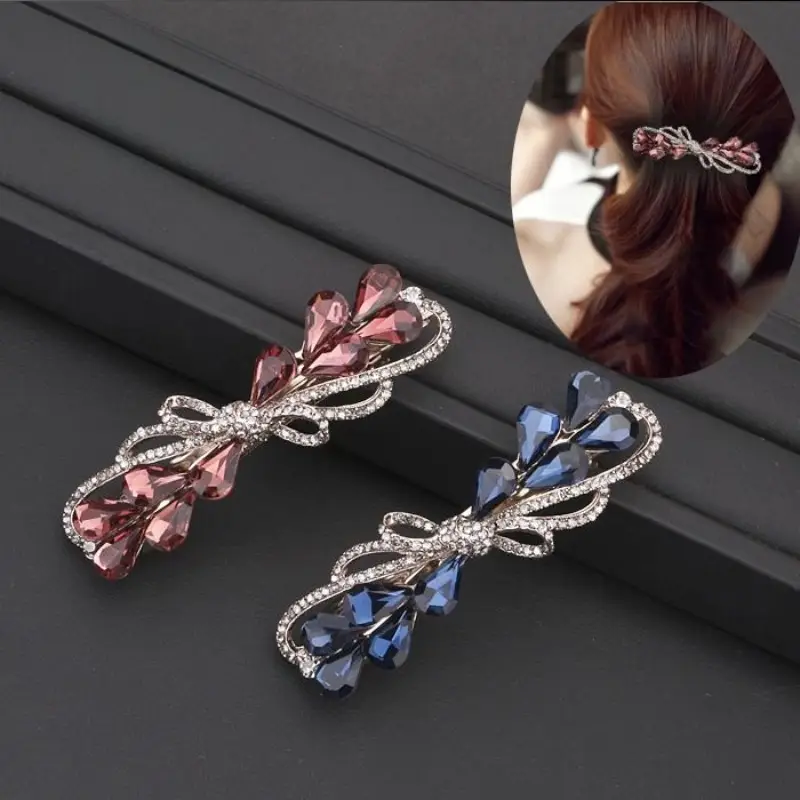 Korean Style Crystal Rhinestone Hairpin Bow Tie — feature 4