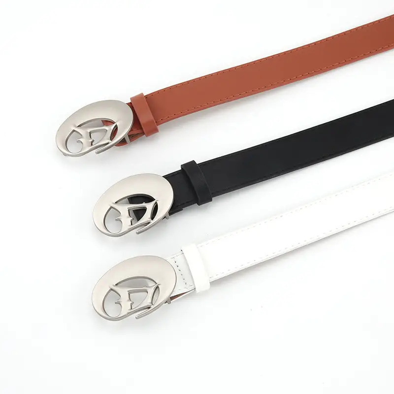 Women's Brown Leather Belt with Silver Buckle - Image 5
