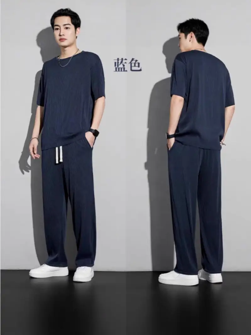 Men's Blue Casual Summer Sports Suit 2023 - Image 8