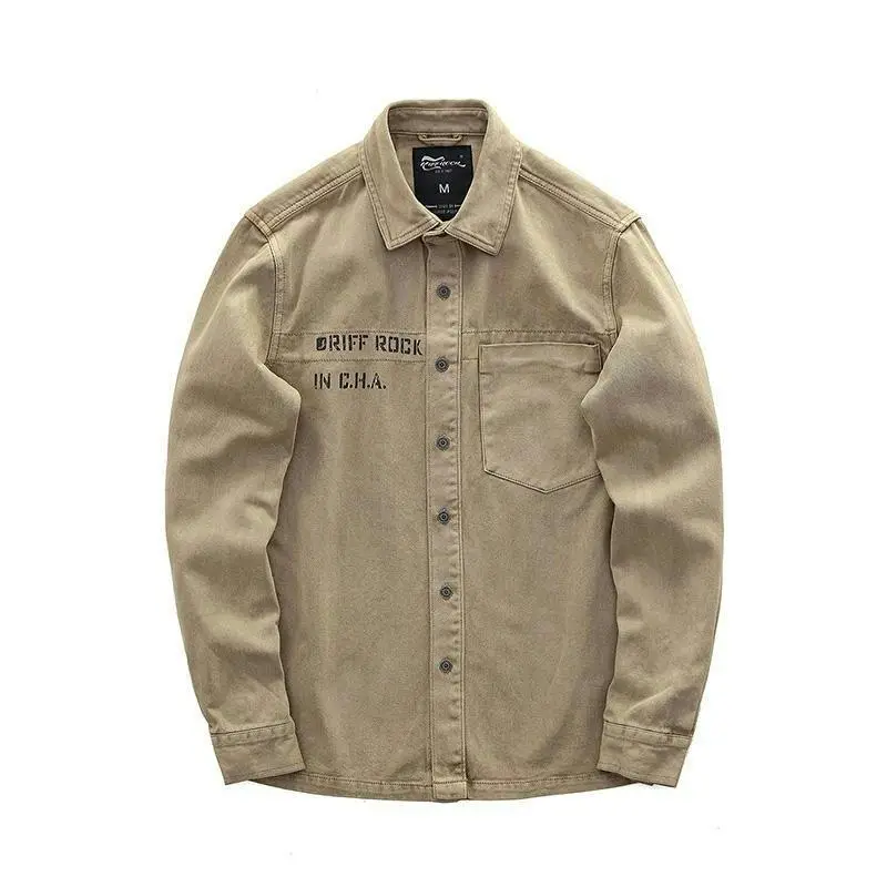 Men's American Military Style Shirt Jacket Tan 2023