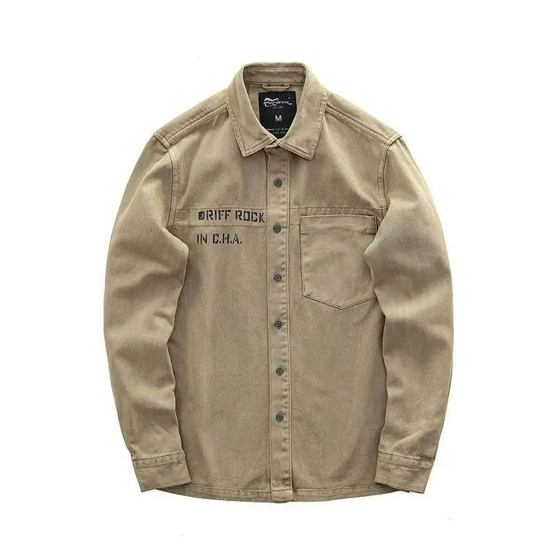 Men's American Military Style Shirt Jacket Tan 2023