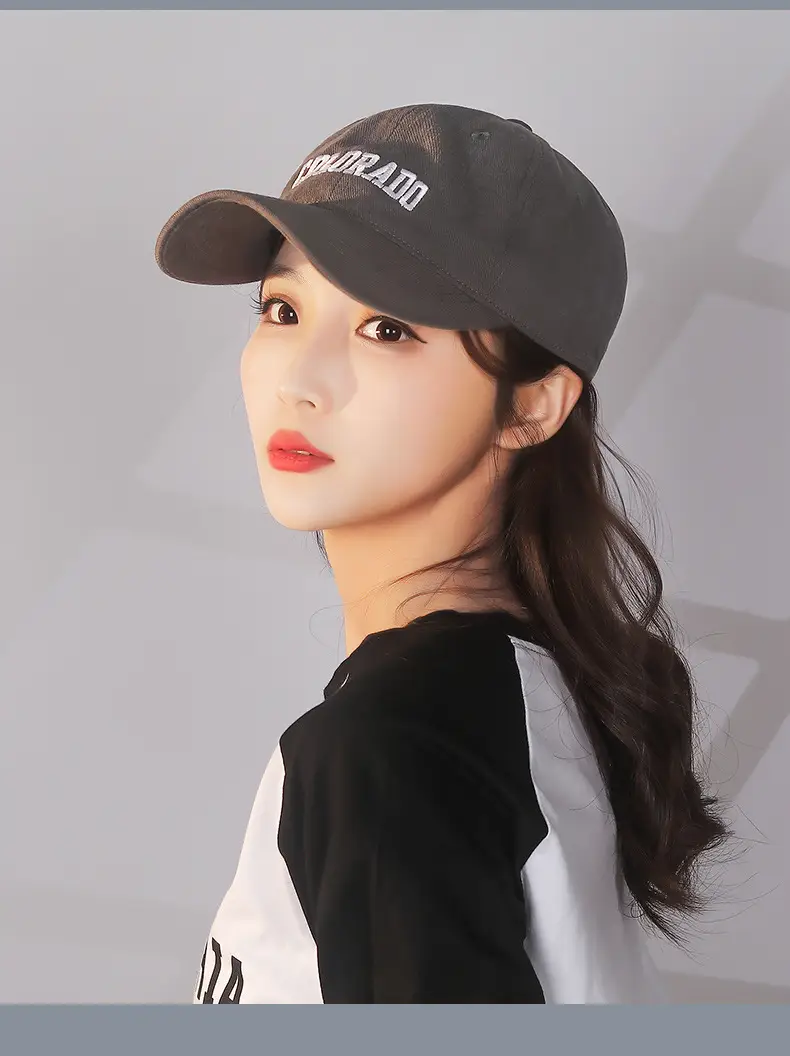 Women Baseball Cap Sanding Textured Curved Brim Embroidered Brown — feature 6