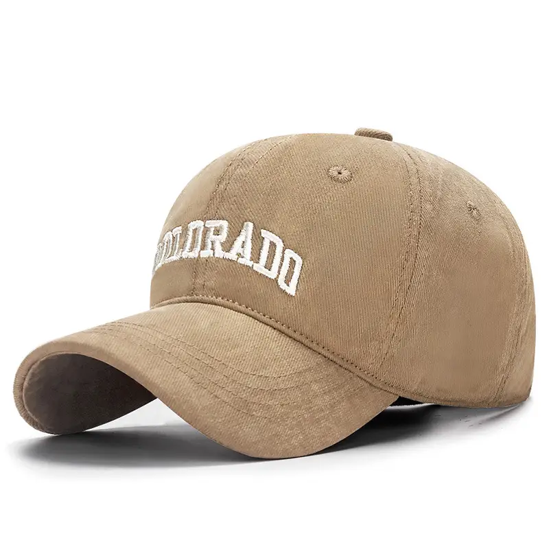 Women Baseball Cap Sanding Textured Curved Brim Embroidered Brown - Image 6