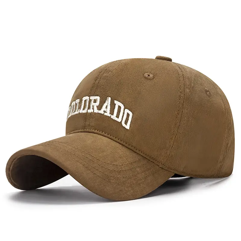 Women Baseball Cap Sanding Textured Curved Brim Embroidered Brown - Image 8