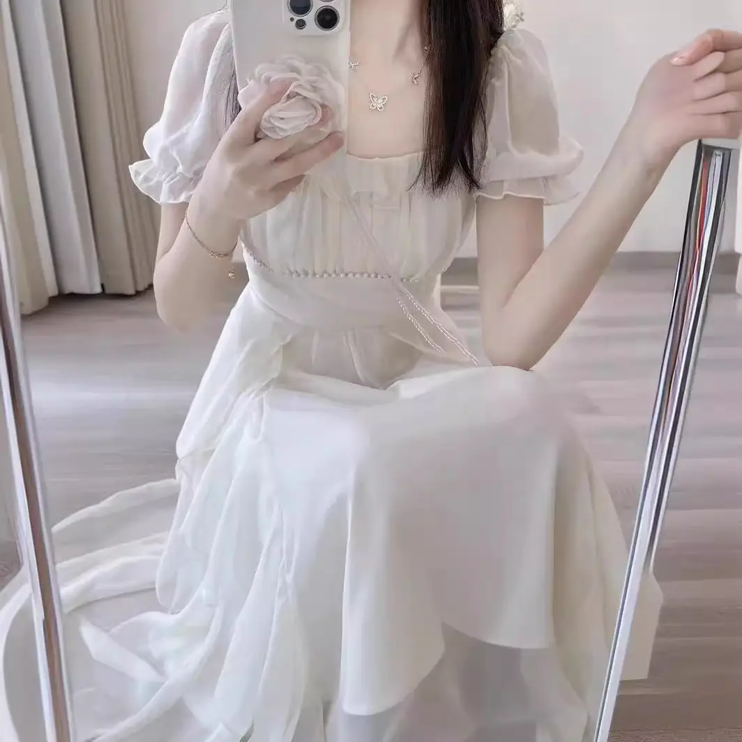 French High-end Elegant Long Dress Pink Summer Dress - Image 5
