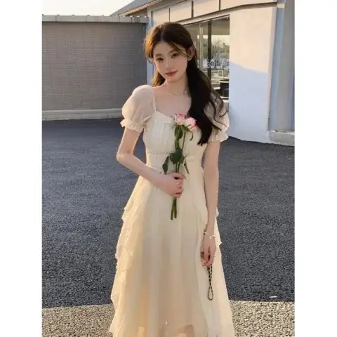 French High-end Elegant Long Dress Pink Summer Dress - Image 3