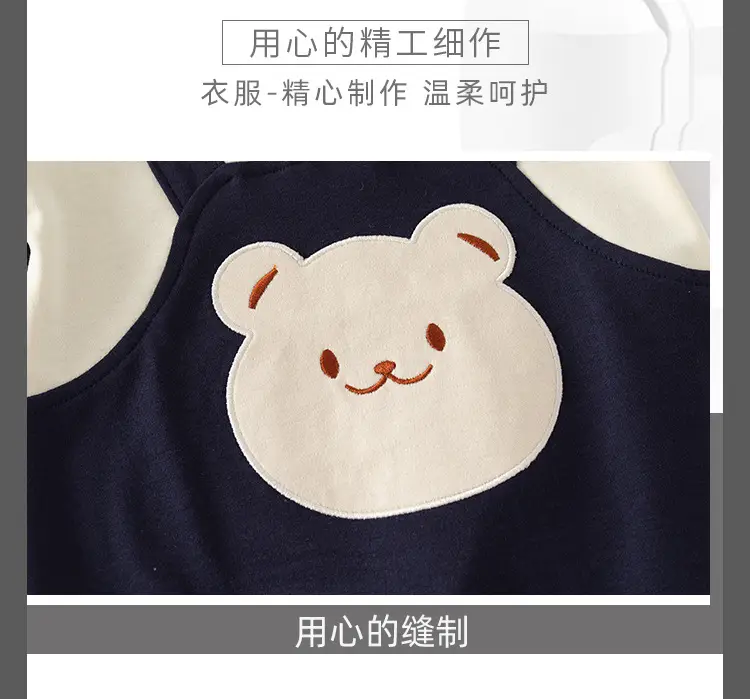 Baby Bear Jumpsuit Navy White Newborn Foreign Style — feature 5