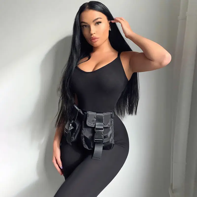 Women's Brown Solid Color Yoga Sports Jumpsuit - Image 4