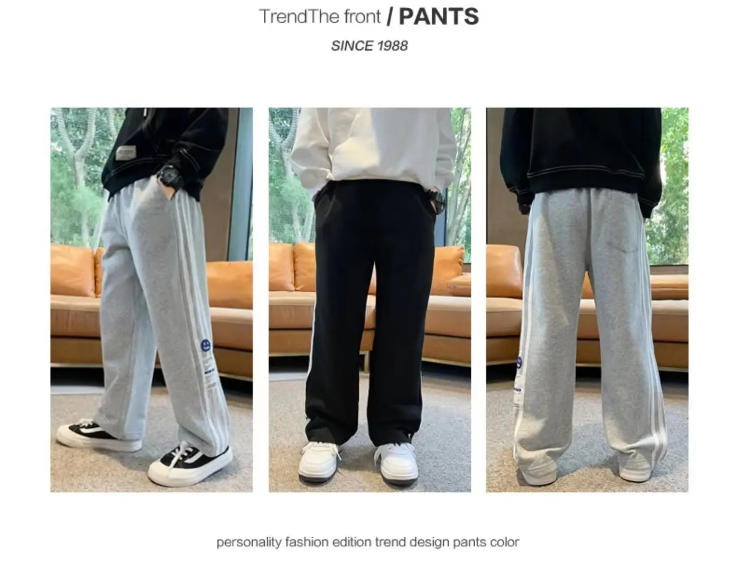 Boys Sweatpants Grey Wide Leg Medium to XL — feature 4