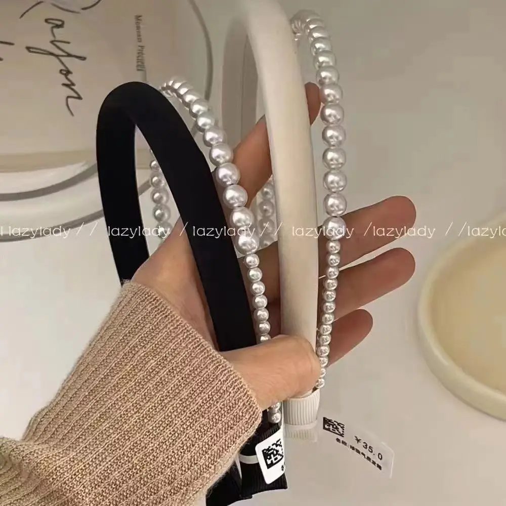 Narrow Double Layer Pearl Hair Band for Women - Image 4