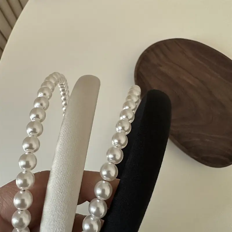 Narrow Double Layer Pearl Hair Band for Women - Image 5