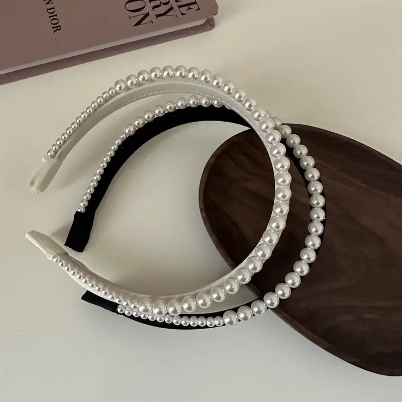Narrow Double Layer Pearl Hair Band for Women - Image 6