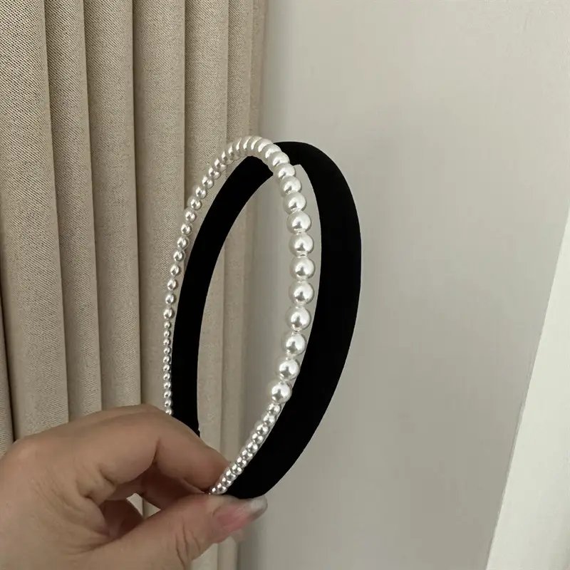 Narrow Double Layer Pearl Hair Band for Women - Image 2